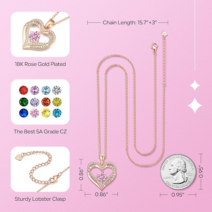 18K Rose Gold Necklaces for Women Birthday Gifts for Women Jewelry for Women Birthday Gifts for Wife Girlfriend Daughter Wife Birthday Gifts for Anniversary Mothers Day Christmas Valentines Gifts - Bloomnest