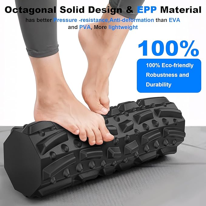 Foam Roller for Physical Therapy, Back Pain, Muscle Massage and Deep Tissue, Soft Exercise Roller Foam for Pilates, Yoga, Gym, Home Workouts and Travel, 18"*6" Black