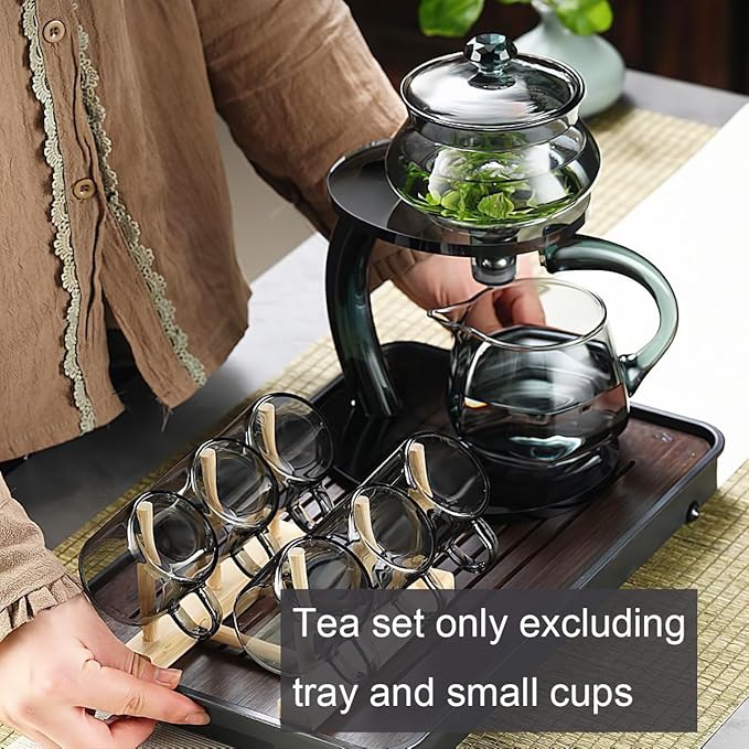 Lazy Kung Fu Glass Magnetic Tea Set, Semi Automatic Drip TeaPot, Heat Resistant Glass Magic Teapot Set, Suitable for home/office Reception Tea Set, Perfect for Holiday Gifts - Bloomnest