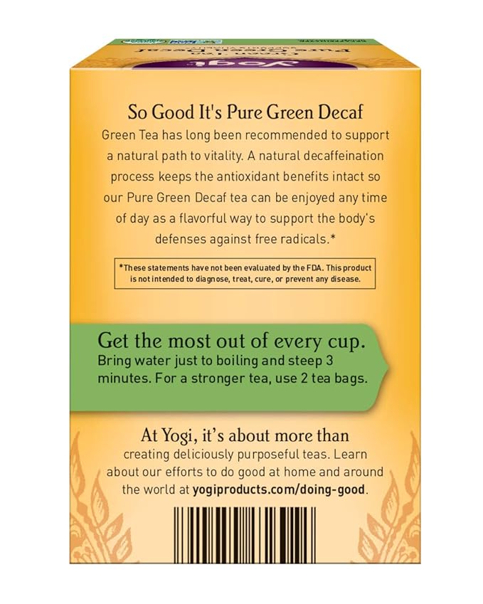 Yogi Tea, Green Tea Pure Green Decaf, 1.09 Ounce - Bloomnest