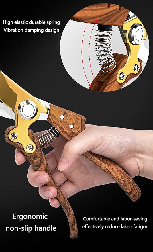 Garden Shears, Japanese Floral branch cutters, Snips for Gardening, Flower scissors Florist clippers, Hand Held Pruners for Gardening Heavy Duty, Pruning shears for garden (Wood grain) - Bloomnest