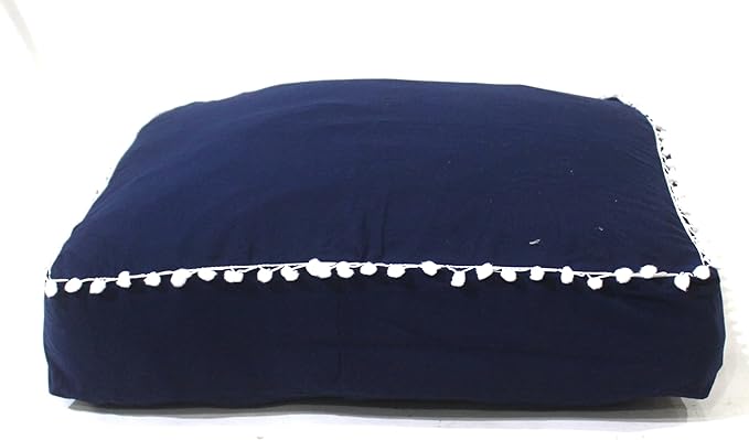 CRAFT KALA Meditation Floor Pillow Cover, Round Large Pillows Cover Seating for Adults, Bohemian Mandala Circle Cushions Cover for Outdoor Fireplace Yoga Living Room (Blue, 16" Square) - Bloomnest