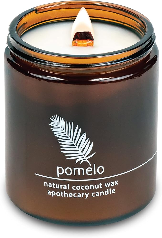 Hemlock Park Crackling Wood Wick Candle Handcrafted with Natural Coconut Wax (Standard 8 oz, Pomelo Citrus) - Bloomnest