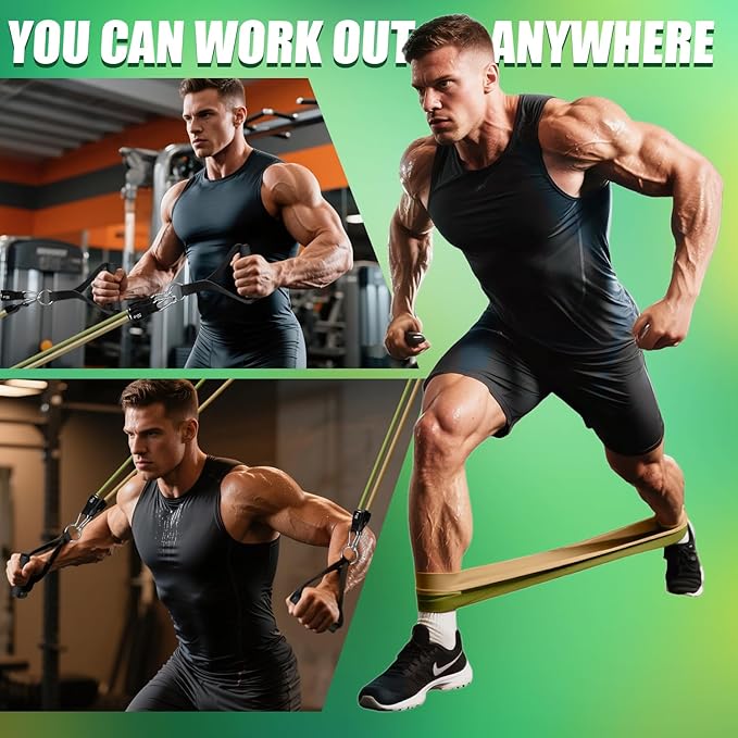 WHATAFIT Resistance Bands, Exercise Bands，Resistance Bands for Working Out, Work Out Bands with Handles for Men and Women Fitness, Strength Training Home Gym Equipment - Bloomnest