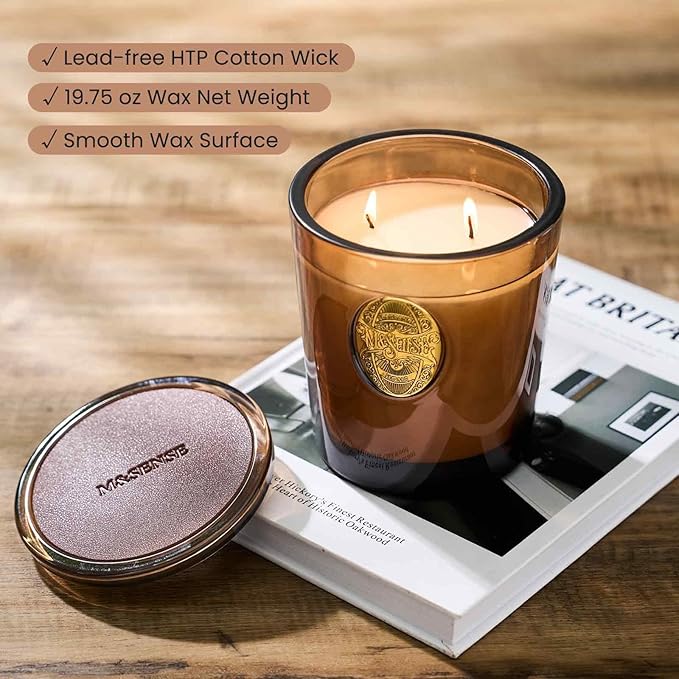 M&SENSE Large Two-Wick Soy Candle | Espresso Hot Fudge & Brown| 19.8 oz, 120H Burn Time | Luxury Scented Candle for Relaxation, Gifting, Home Décor | Ideal for Bedroom, Office, Party Ambiance - Bloomnest