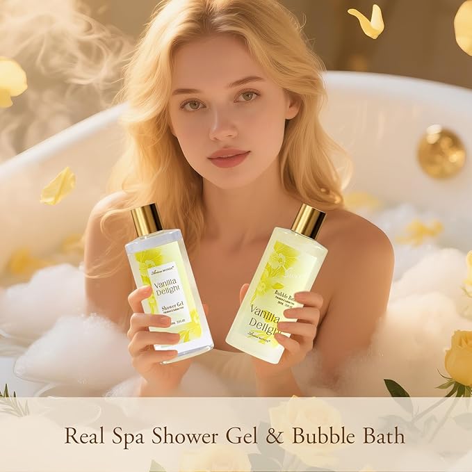 Spa Gifts for Women, 15Pcs Vanilla Rose Women Spa Gift Baskets w/Body Mist, Diffuser, Bath Bomb. Relaxing Bath Sets, Mothers Day Gifts for Mom, Unique Birthday Gift Basket - Bloomnest