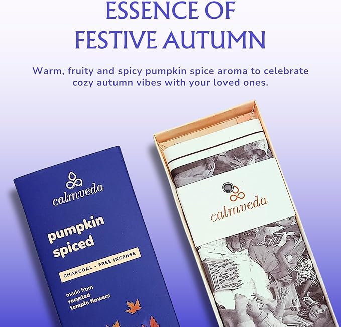 Winter Pumpkin Spice Incense Sticks - (80 Insenses) Charcoal Free,Made from Upcycled Flowers | Fall with Fruity-Spicy Aroma,Create Spooky Pagan Decor These Halloween