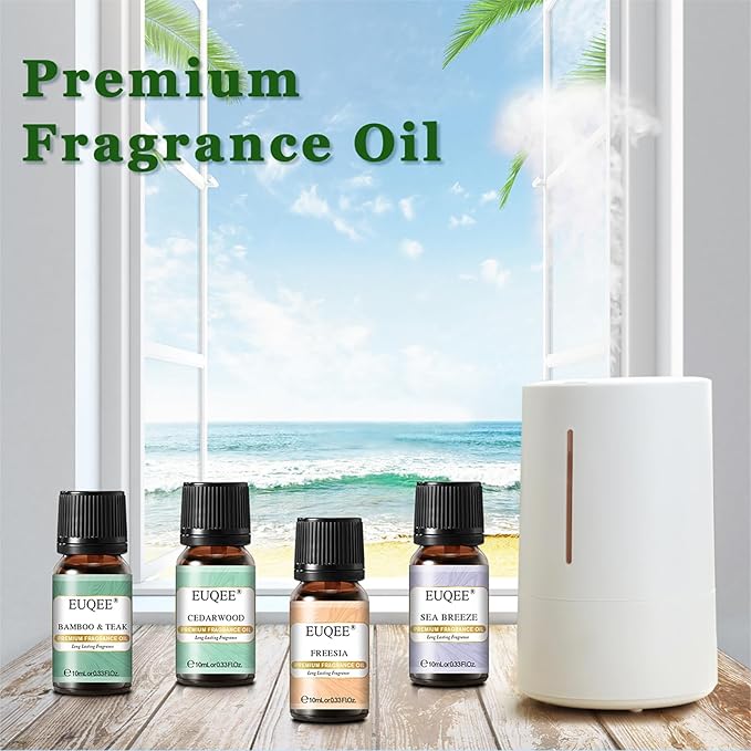 EUQEE Nature Air Premium Grade Scented Oils Gift Set - Sea Breeze, Forest Pine, Bamboo & Teak, Cedarwood, Sandalwood, Freesia (10ml) EUQEE