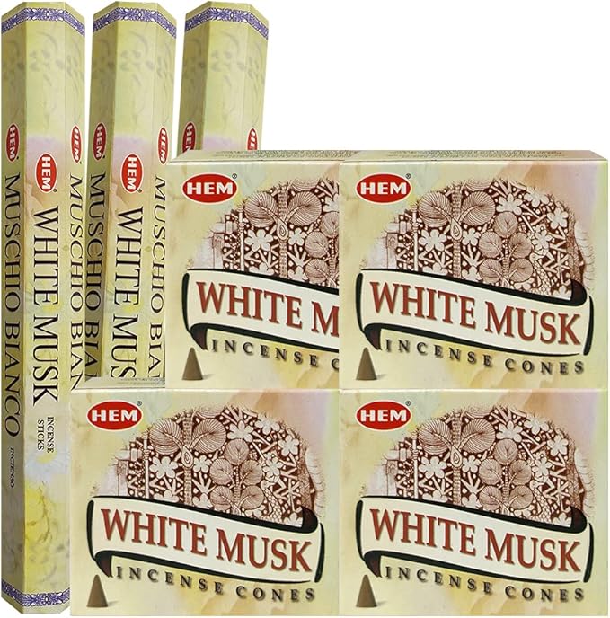 TRUMIRI White Musk Incense Sticks and Cone Incense Holder Variety Pack Bundle TRUMIRI