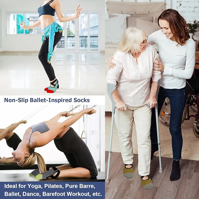 Ozaiic Pilates Socks for Women Non Slip Grip, Yoga Socks with Grippers for Barre, Hospital, Ballet, Dance, Barefoot Workout - Bloomnest