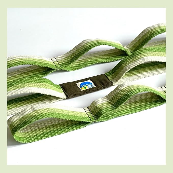 California Yoga Strap | Yoga Belt with Loops | 12 Multi Loop & Non-Elastic | Stretching Strap | Gym Workout & Exercise Bands | Physical Therapy | Improves Sitting Posture for Women & Men - Bloomnest