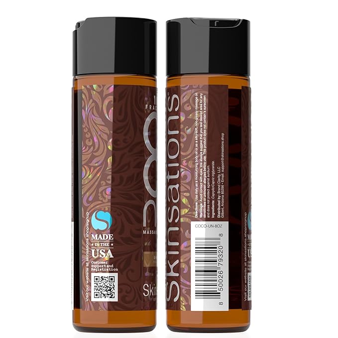 Skinsations - Unscented Body Oil - Fragrance Free - 100% Fractionated COCONUT Oil - After Shower Body Oil for Women and Men, Body Moisturizer, Bath Oil, Hydrating Body Massage Oil