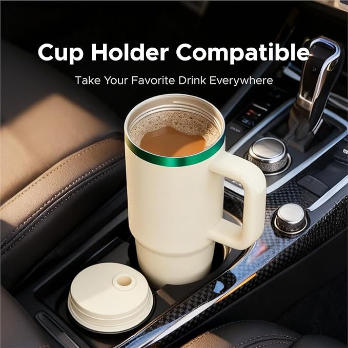 OMTech 30 oz. Tumblers with Handle & Lid, 12 Pack Tumbler Bulk with Double Wall Vacuum Insulation, Food-Grade Stainless Steel Insulated Coffee Mug, Sweatproof Travel Mug for Hot Cold Drinks, Cream - Bloomnest