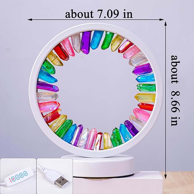 Runyansghi Chroma Electroplated Single Point Night Lamp 8.6" Healing Crystal Bedside Lamp USB Port 3 Colours Dimming Mode Bedroom Lamp Suitable Night Light Office Home Decor Ideal Gift - Bloomnest