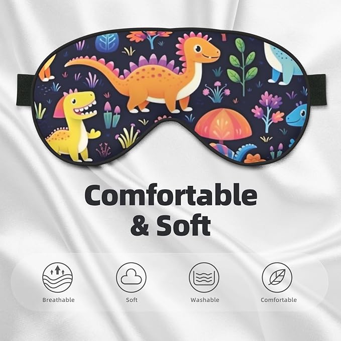 Sleep Eye Mask Cute Dinosaur Jungle Floral Sleep Mask for Women Men Comfortable Eye Mask with Adjustable Strap Soft Eye Cover Blindfold for Travel Yoga Nap Shift Work - Bloomnest