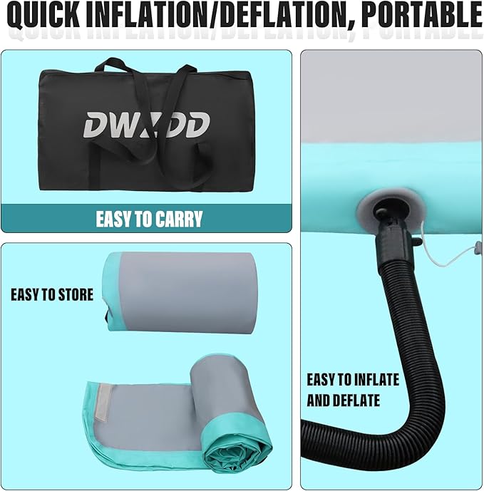 Dwzdd Gymnastics Air Mat 10ft/13ft/16ft/20ft Tumbling Mat Inflatable Gymnastics Tumble Track for Home/Gym/Training/Cheerleading/Water with Electric Pump - Bloomnest