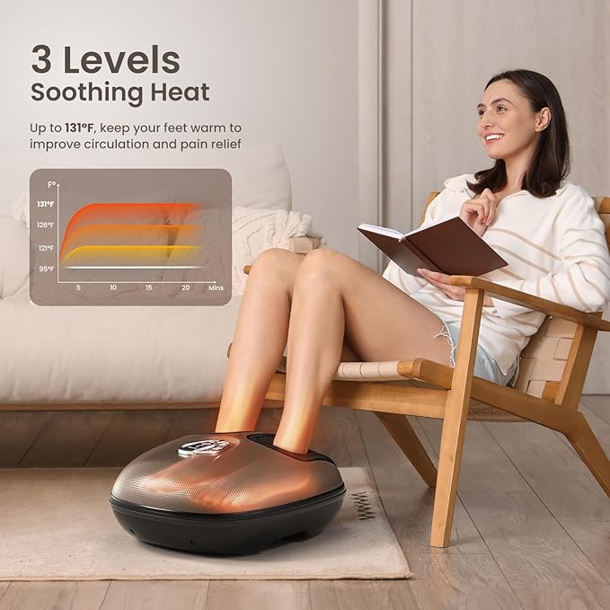 RENPHO Foot Massager Machine with Heat [2026 Upgraded], Shiatsu Foot Massager for Plantar Fasciitis, Birthday Gifts for Women Mom Men Dad, Wireless Control, 2026 New Upgraded, Up to US 12 - Bloomnest