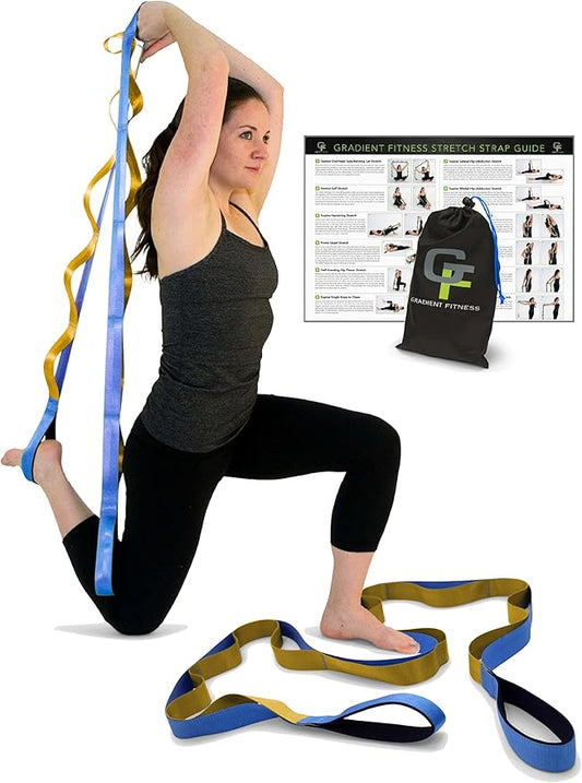 Gradient Fitness Stretching Strap for Physical Therapy, 12 Multi-Loop Stretch Strap 1.5" W x 8' L, Neoprene Handles, Physical Therapy Equipment, Yoga Straps for Stretching, Leg Stretcher. - Bloomnest