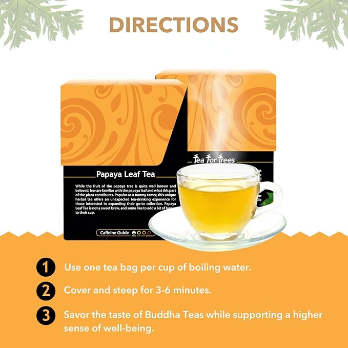 Buddha Teas Organic Papaya Leaf Tea - OU Kosher, USDA Organic, CCOF, 18 Bleach-Free Tea Bags - Bloomnest