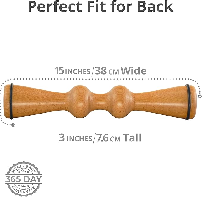Body Back Wood Back Roller, Spine Stretcher & Aligner, Ma Roller, Back Cracker for Back Pain Relief and Muscle Recovery, Manual Back Massager, Wood Therapy Massage Tool (15 inch) - Bloomnest