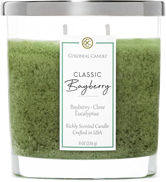 Colonial Candle Bayberry Scented Candle Jar, Highly Fragranced Candles for Home Scented, Mottled Wax Candle, 2 Wick, 8 oz - Made in The USA - Bloomnest