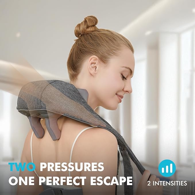 Cordless Neck and Shoulder Massager with Heat, Rechargeable Shoulder Massager for Pain Relief Deep Tissue, 6D Shiatsu Kneading Massage for Neck and Shoulde Pain, Gifts for Mom&Dad