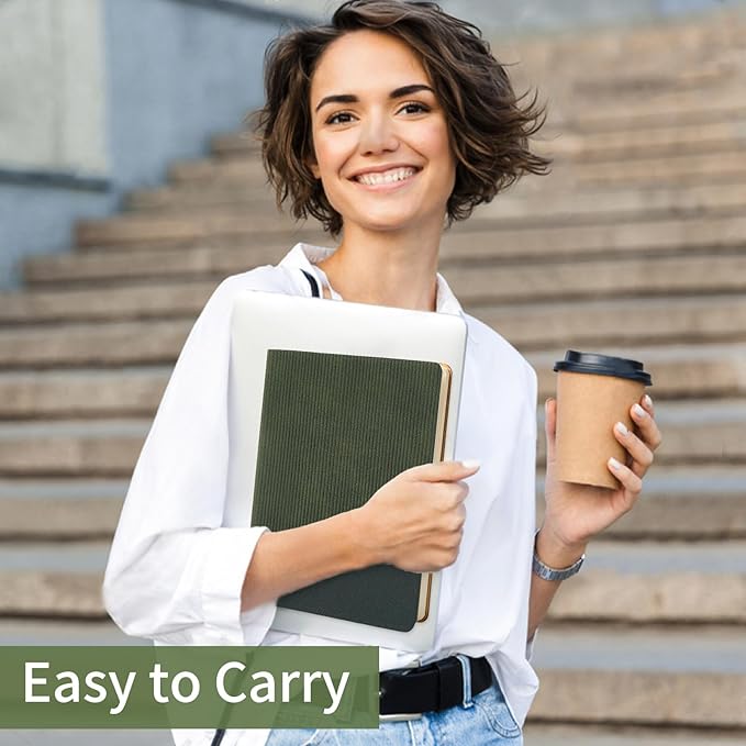 Lined Journal Notebook for Work College Ruled Note Book 5.79"x8.27"A5 PU Leather Daily Journaling 216 Pages for Women Men Writing Home School Supplies Business (Dark Green) - Bloomnest