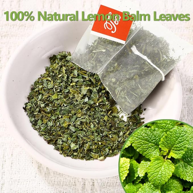 Premium Lemon Balm Leaf Tea, 50 Bags. Made with 100% Natural Lemon Balm Leaves, No Additive & Caffeine Free, Promotes Relaxation & Support Digestion. - Bloomnest