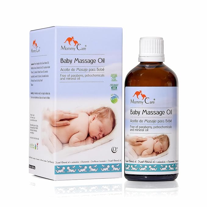 Mommy Care Baby Massage Oil – Vegan Plant-Based Natural Formula with Almond Oil, Calendula & Chamomile, Nourishes & Hydrates, 100ml / 3.38 fl oz - Bloomnest