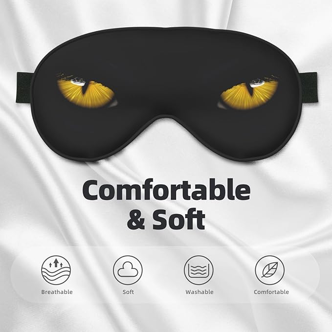Yellow Eyeballs in Dark Sleeping Eye Mask Eye Mask for Sleeping Soft Comfort Eye Shade Blackout Eye Cover for Deep Rest Travel Nap Meditation - Bloomnest