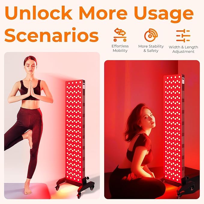 Red Light Therapy Stand, Mobile Stand for Red Near Infrared Light Therapy Board, Home & Commercial Use, Adjustable Length and Width, Easy to Install, Fits 99% of Panels (14.76 x 9.84 x 7.87 inches)