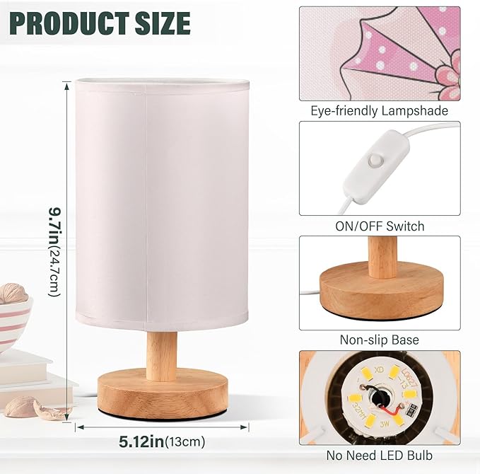 Table Lamp Teddy Bear with Pink Baby Carriage Heart Quote It's A Girl Nightstand Lamp with Wood Base Fabric Lamp Shade Bedside Desk Lamp for Living Room Bedroom Kids Room Office - Bloomnest