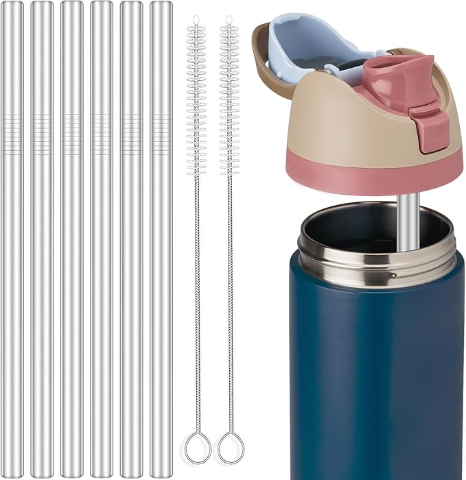 MIMORE Metal Straw for Owala 40 oz - 6 PCS Satinless Steel Straws Compatible with Owala Straw Replacement - Resuable & Dishwasher Safe Mimore
