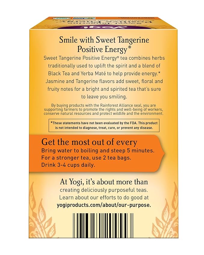 Yogi Sweet Tangerine Positive Energy, 16 Tea Bags, Packaging May Vary (Pack of 1) - Bloomnest