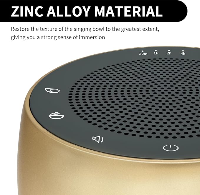 Meditation Sound Machine,Portable Electronic Singing Bowl Rifes Machine Frequency Healing,256HZ-432HZ-528HZ 9 Tones Singing Bowl Frequency Generator for Healing with 4 Level Timer and Luminous Button - Bloomnest