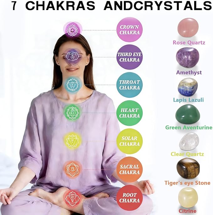 18 Pcs Singing Bowl Cushion Set for 6-12" Tibetan Singing Bowls, 7 Rainbow Silk Round Cushion, WoodMallet,128Hz Tuning Fork Kit, 7 Chakra Stones - for Meditation Sound Healing and Crystal Sound Bowls MIAKEED