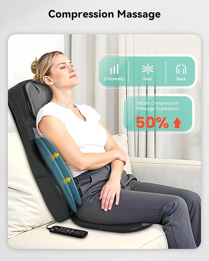 Snailax Shiatsu Neck and Back Massager with Heat, Adjustable-Height Neck Massager Rollers Massage Chiar Pad with Vibration, Chair Seat Massager for Home, Office, Gifts for Men, Women - Bloomnest