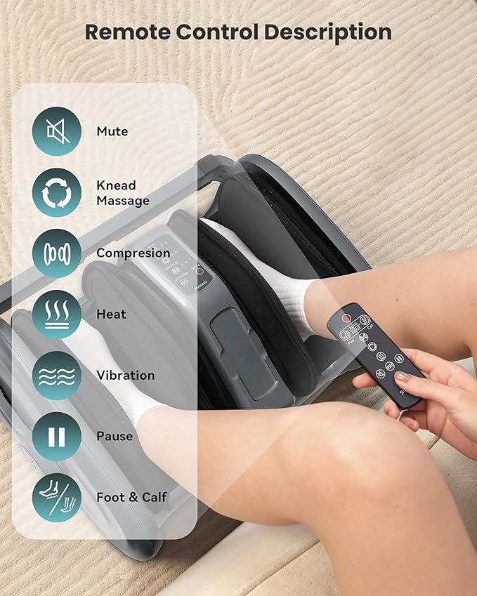 Snailax Shiatsu Foot Massager with Heat, Foot Calf Massager for Plantar Fasciitis, Deep Kneading Rolling Compression, Remote Control Leg Massager, Christmas Gifts for Women, Men