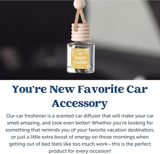 C&E Craft Co Hanging Car Air Freshener Diffuser 2 Pack, Long Lasting Fragrance Oil Car Freshener, Glass Bottle Auto Air Freshener, Made in USA (Cinnamon Sugar + Sugar Cookie) - Bloomnest
