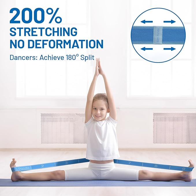 Slim Panda Stretch Strap, Dance Stretch Bands Flexibility, Elastic Yoga Stretching Strap with 9 Loops for Physical Therapy, Pilates, Yoga, Ballet, Gymnastics Stretching Bands for Exercise - Bloomnest