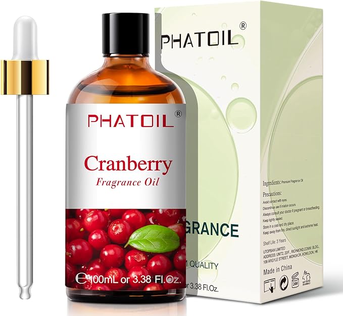 PHATOIL 3.38FL.OZ Cranberry Fragrance Oils for Aromatherapy, Essential Oils for Diffusers for Home, Perfect for Diffuser, Yoga, Skin Care, DIY Candle and Soap Making - 100ml - Bloomnest