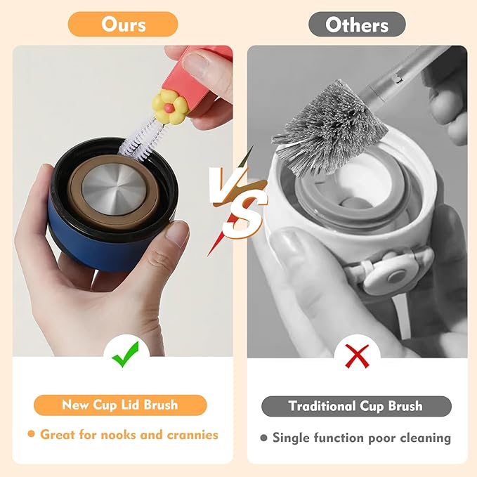 3 in 1 Cup Lid Cleaning Brush, Portable Cup Cleaner Brush, 2024 New Water Bottle Cleaner Brush, 3 in 1 Multifunctional Cleaning Brush for Home Kitchen Cleaning Tools（3PCS） NONENDU