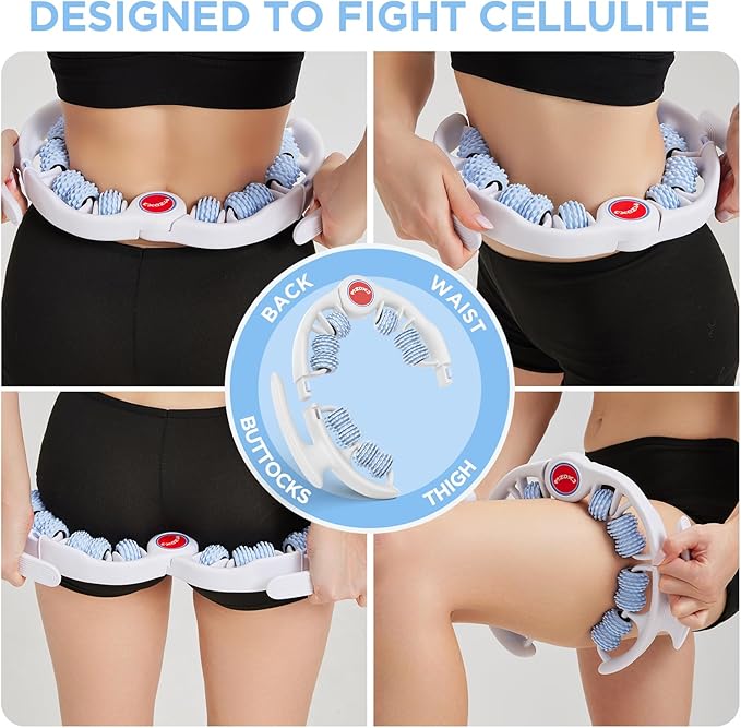 Cellulite Massage Tool Muscle Roller - Deep Fascia Massager & Dimpled Skin Remover for Legs, Thighs & Buttocks - Anti-Cellulite Roller, Smooth Skin, Pain Reliefs (Blue) - Bloomnest