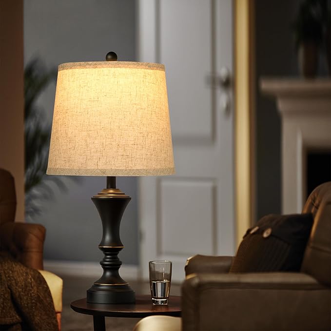 Retro Table Lamps Set of 2, Nightstand Lamp for Bedroom Vintage Rustic Table Lamps for Living Room Traditional Nightstand Bedside Lamps 22" (Black) Bulb NOT Included - Bloomnest