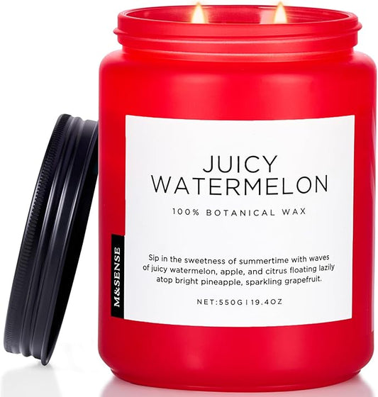 M&SENSE Juicy Watermelon Scented Candle, 19.4oz 110 Hours Clean Non Toxic Natural Soy Wax Long Lasting Candle for Women Men, 2 Wick Fruit Scent Home Fragrance Home Decor for Housewarming Gifts - Bloomnest