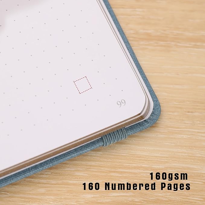 TIEFOSSI Dotted Journal Notebook, Dot Grid Notebook for Women Men, Hardcover PU Leather Journal, 160 GSM Thick Paper, 160 Numbered Pages with Gold Edges, 8 x 8 Square Diary - Bloomnest