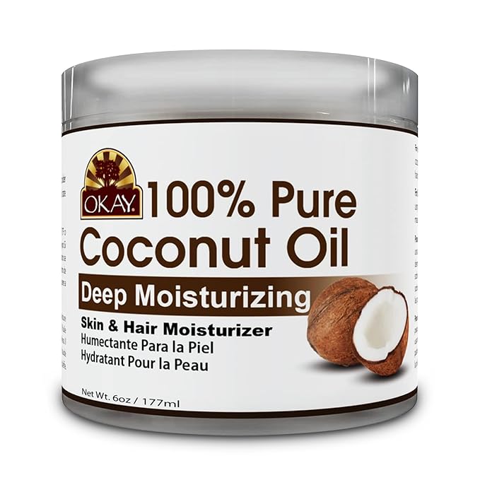 Okay 100% Pure Coconut Oil for Hair & Skin - Coconut Oil for Women & Men, Perfect for Hair & body, Natural Massage Oil & Moisturizer - 6 fl oz Jar (Pack of 1) - Bloomnest