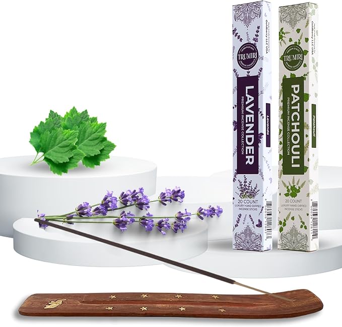 Trumiri Incense Sticks - Combo Pack of 40 Insence-Sticks - 20 Lavender + 20 Patchouli - Insenses - Insents - Incents - Inscense - Incence - Incienso - All Natural Incense Sticks TRUMIRI