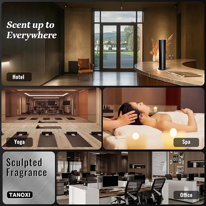 Waterless Essential Oil Diffuser for Home and Commercial Use up to 2000 sq ft, Scent Diffuser for Large Room, Bluetooth Hotel Collection Diffuser with App and Remote Control for Office, 100ml, Black