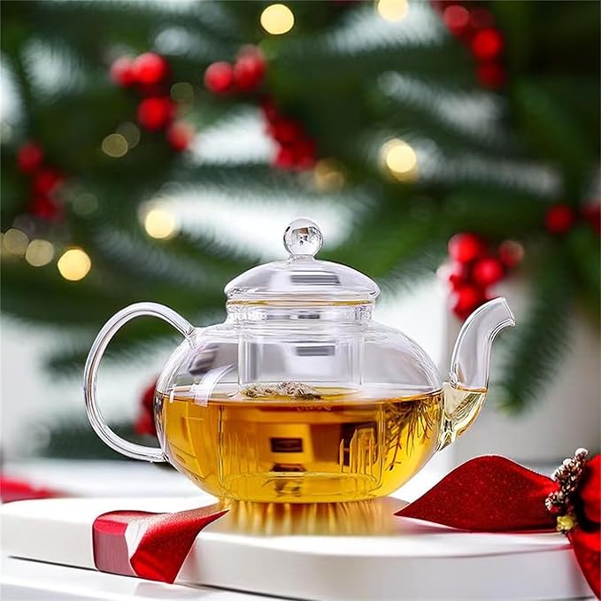CNGLASS Glass Teapot Stovetop Safe,Clear Teapot with Removable Infuser 20.3 oz,Loose Leaf and Blooming Tea Maker - Bloomnest